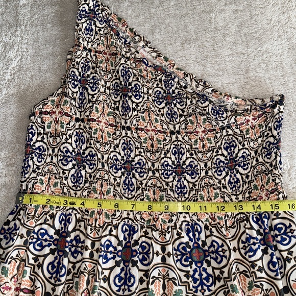 EUC 👗 🌹 Knox Rose One Shoulder Midi Dress - Smocked, Tiered Mosaic Print - Picture 6 of 9